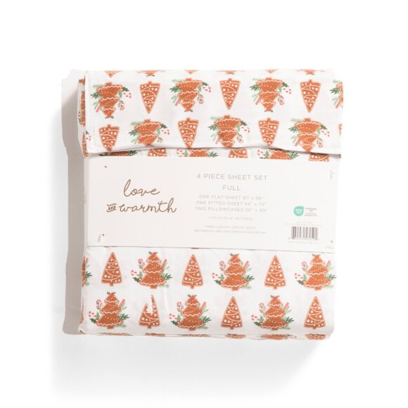 S L HOME FASHIONS multi Gingerbread Trees Sheet Set - Picture 2 of 2